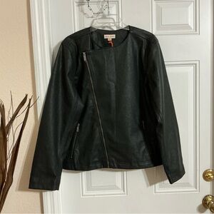 Knox Rose Asymmetrical Black Faux Leather Moto Jacket
